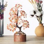 Kristallen Carneool Boom Edelstenen Rode Agaat Kristal Boom Decoratie Steen Grote Levensboom Geldboom Kristal Geluksbrenger Boom Houten sokkel Esoterische Geschenken veel geluk