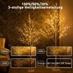 Kerstboomtakset van 1,5 m, 1,5 m, berkenboom met warme witte leds, timer, netvoeding, met waterdichte adapter voor buiten en binnen, kerstdecoraties