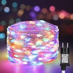 Kleurrijke Outdoor Kerstverlichting 10M 100 LEDs Koperdraad Lichtgevende Kettingen Indoor Waterdicht 8 Modi Lichtgevende Garland Fairy Lights Decoratief voor Kerst Tuin Home Party 
