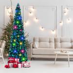 Kerstboom, inklapbaar, 152 cm, openklapbaar, blauwe lametta, kustkerstboom voor feestdagen, kerstdecoratie, woondecoratie, kantoordecoratie