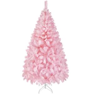 Kunstkerstboom, 183 cm, roze, dennenboom met 598 takken, opvouwbare metalen standaard, herbruikbare kerstboom, kunstboom voor kerstdecoratie