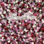 Wandpaneele Mit Künstlichen Blumen In Fuchsia-Farbe Und Stoffrückseite Für Hochzeit, Party, Brautparty, 3D-Wandhintergrund Mit Romantischen Rosafarbenen Grünen Blättern(3x3m/1