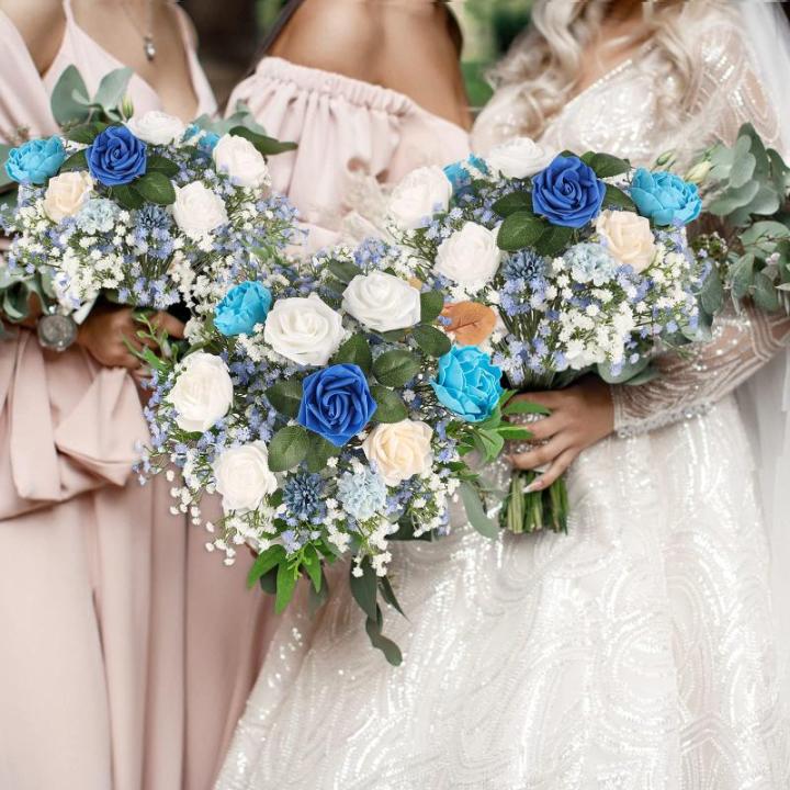 Gypsophila , 10 stuks, Gypsophila , Gypsophila, namaakbloemen, boeketten voor bruiloft, bruid, feest, woondecoratie (blauw en wit)