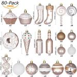 80-pack geassorteerde onbreekbare kerstbalversieringen set decoratieve Hangers met herbruikbaar handgeschenkpakket voor kerstboom