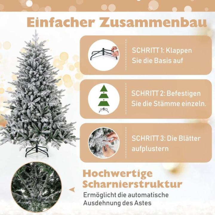 Kunstkerstboom, 180 cm, dennenboom met 260 ledlampen en sneeuw, 8 transformatiemodi, kerstboom met dichte takken