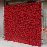 Kunstblumen-Rosenwand, Rote Hintergrundwand Mit Hoher Dichte, Seidenhortensien-Blumenpanel Für Fotohintergrund Home Party Hochzeitshintergrund(2 * 2m/6.5 * 6.5ft)