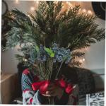 5St künstliche Beeren langstielige Beerenpflücker Beerenstängel Weihnachtsschaumbeere künstliche Blumen künstliche blüten Simulation Beerenzweig Heidelbeerstiel Plastik Blue