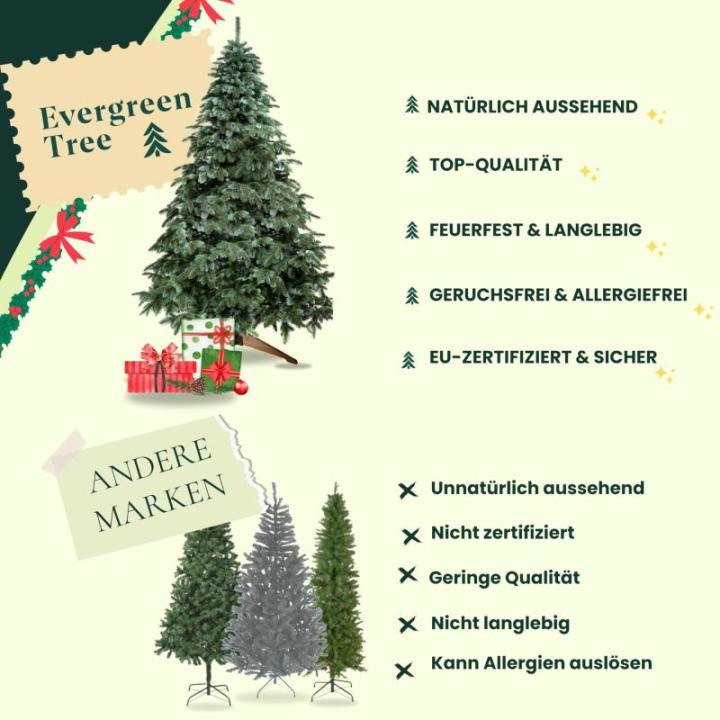 Kunstkerstboom, 230 cm, premium dennenboom, kunstkerstboom, 100% spuitgietwerk, kerstboom met standaard van natuurlijk hout, made in EU, kunstkerstboom