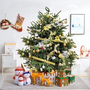 Fuß Echter Weihnachtsbaum, Premium Fichte mit Scharnier, inklusive Ständer mit Wurzeln, umweltfreundlicher Weihnachtsbaum, für Weihnachtsdekoration,B,280cm(9.2ft)