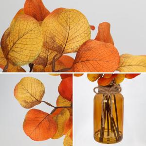 35 cm kunstmatige eucalyptus takken met amber glazen vaas, eucalyptus kunststof plant eucalyptus realistische eucalyptus decoratie zilveren dollar voor bruiloft, tafeldecoratie, ka