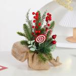 Kunstkerstboom, 30 cm, kunstkerstboom met bessen, sneeuwbedekte kerstversiering voor zelfgemaakte tafel-kerstdecoraties, rood