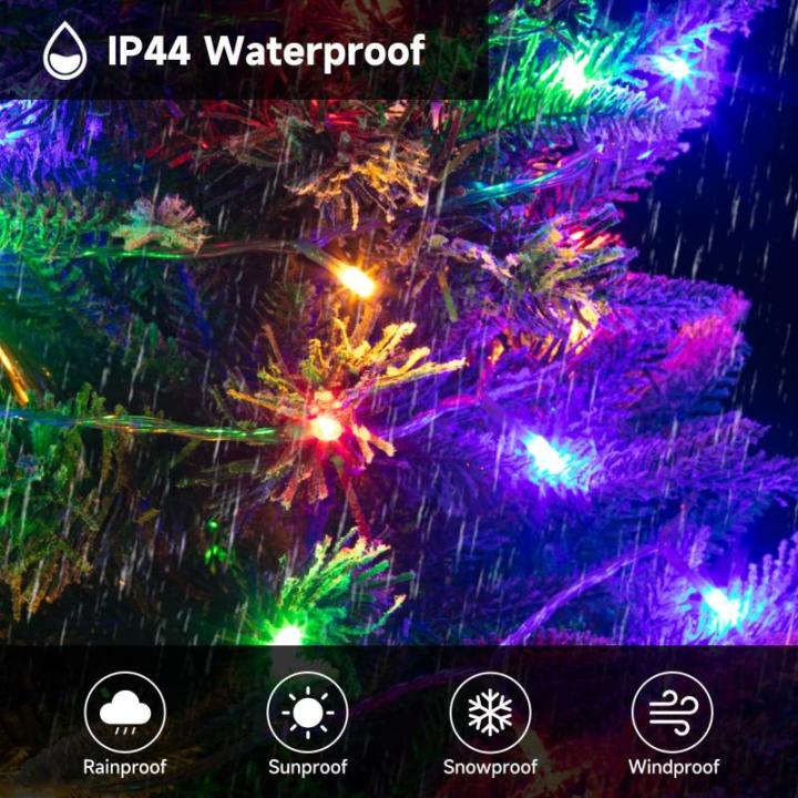 Lichtsnoer met 300 leds, warmwit en kleurrijk, dimbaar, 11 modi, timer, werkt op stroom, IP44 waterdicht, voor en buiten, Kerstmis, kerstboom, huis, feest, tuindecoratie