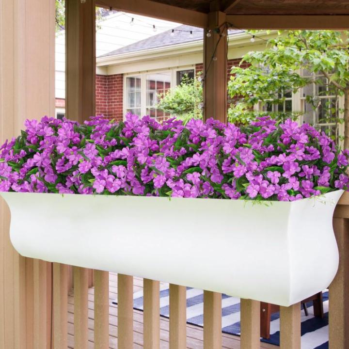 3 bundels kunstbloemen voor buiten, balkon, kunstbloemen, weerbestendig, , uv-bestendig, balkonplanten, kunststruiken voor buiten, binnen, balkonbak, tuin, paars