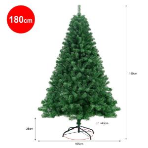 Kunstkerstboom 180 cm (diameter ca. 105 cm), 1,8 m kunstmatige groene dennenboom met 1000 takken, verwijderbaar inklapbaar en moeilijk ontvlambaar, kerstboom met metalen standaard 