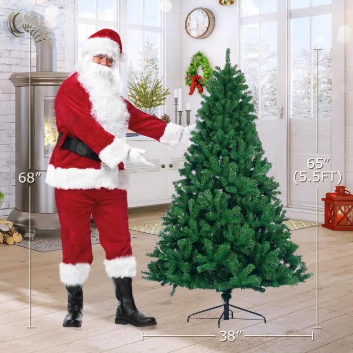 1,67 m künstlicher Weihnachtsbaum, unbeleuchtet, künstlicher Weihnachtsbaum mit Scharnier, 850 Zweigspitzen und faltbarem Metallständer, Weihnachtsweihnachtsbaum für Zuhause, B