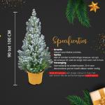 - Echte kerstboom - kerstboom met sneeuw - kerstboom in gouden pot - mini kerstboom - witte kerstboom - 90-100 cm