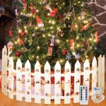 Witte kunststof omheining, 24 stuks, kerstboomomheining, grens van kunststof, kerstboomomheining voor kinderen, wit, kunststof, lattenhek, decoratie, voor Kerstmis, bruiloft, feest