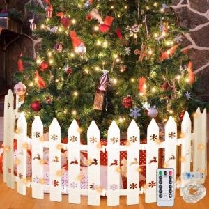 Witte kunststof omheining, 24 stuks, kerstboomomheining, grens van kunststof, kerstboomomheining voor kinderen, wit, kunststof, lattenhek, decoratie, voor Kerstmis, bruiloft, feest