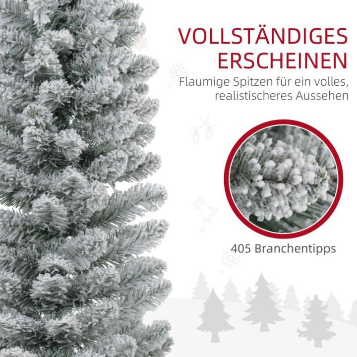 Kunstkerstboom, 210 cm met 180 ledlampen, 405 takken, opvouwbare standaard, voor kerstfeest, binnen, groen + wit