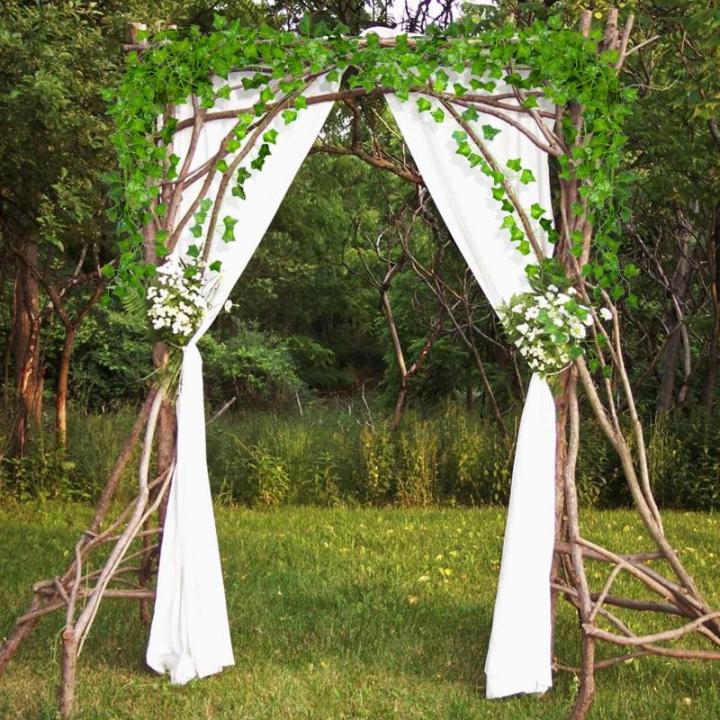 Kunstklimopslingers, set van 6, 210 cm lengte, kunstwijnstokken voor kamer en tuin, wanddecoratie voor binnen en buiten, kunststof bladeren, hangende planten voor groene planten, d