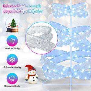 Led-spiraalvormige kerstboom, 210 cm verlichte dennenboom, 341 leds, 34 lichtmodi, inklapbaar, led-lichtboom, spiraalboom met ster, kerstboom van polyester metaal, kerstdecoratie v