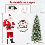 Kunstkerstboom van 190 cm met verlichting en sneeuw, potlood dennenboom met 280 warmwitte ledlampen en 60 dennenappels, smalle kerstboom voor thuis