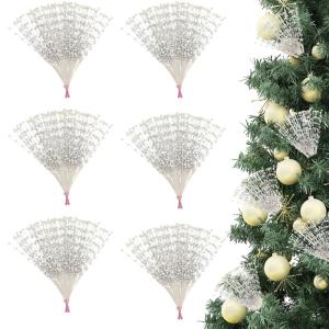 Weihnachtspicke, 30pcs 17 Zoll Glitzer weiße Beerenstiele, künstliche Plastik -Weihnachtsbaum -Picks, DIY -Weihnachtsblumen -Picks für Weihnachtsbaumvasen Kranzhäuser, Weihnach