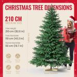 Kuro sagol Künstlicher Weihnachtsbaum Tannenbaum 210cm, Ø 110cm, 1150 Spitzen, schwer entflammbar, realistischer Christbaum Tanne mit Ständer