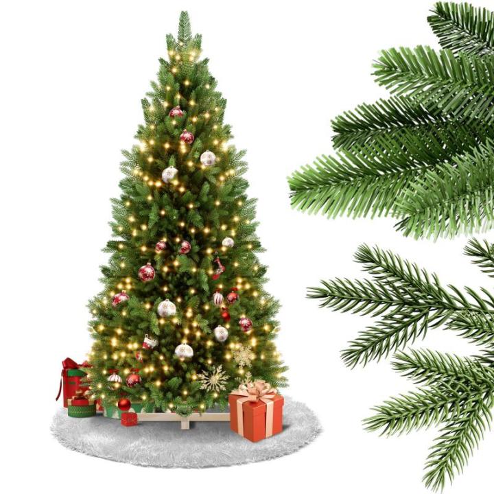 Künstlicher Weihnachtsbaum mit Holz Ständer,Tannenbaum Künstlich mit Beleuchtung,Künstliche Weihnachtsbäume mit 950 Zweigen und 300 Warm LED Licht,für Weihnachts Dekor Innen-