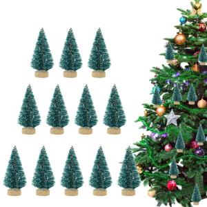 12 Stück Weihnachtsbaum aus Sisal Seidenzeder Miniatur Kiefer Flaschenbürstenbäume künstlicher mattierter Sisal-Weihnachtsbaum für die Weihnachtsdekoration,Tischdekoration