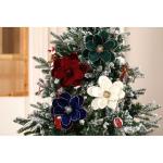 große Glitzer-Weihnachtsblumen, 6 Stück, künstliche Magnolien-Blumen, Samt, gefaltet, Weihnachtsbaum, Blumen, Dekorationen, Weihnachtsbaum, Neujahr Home Ornamente (Grün)