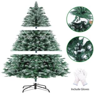 Kerstboom 180 CM, Kunstkerstboom met Sneeuw en Kegels (Ø 104 CM-545 Tips), 6FT Levensechte, Dichte Kunstkerstboom met Metalen Standaard Klapsysteem