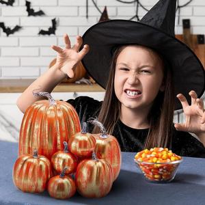 Herbstkürbisse, 7 Stück Künstliche Kürbisse, Schaumstoff, Herbstkürbis für Ernte, Herbs_t, Tisch, Zuhause, Garten, Erntedankfest, Halloween, Party-Dekoration