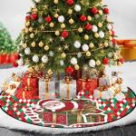 Kerstboomrok, 120 cm, groen-rode kerstboomdeken, grote kerstboomdeken met kerstman, polyester dennenboomdeken, retro kerstboomdeken voor winter, Kerstmis, feestdecoratie, binnen en