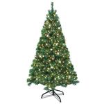 Kunstkerstboom met verlichting, 210 cm, pvc, kunstkerstboom met 350 leds en standaard, kunstkerstdecoratie, groen