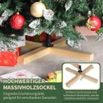Nordmann Kunstkerstboom met sneeuweffect, kunstkerstboom met handgemaakte houten standaard, sneeuw, 28 dennenappels en 676 punten, eenvoudig te monteren