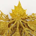 12 stuks glitter kerstster bloemen met 6 stuks glitter kerststrikken decoratie kerstboomversiering kerstdecoratie voor kerstboom Nieuwjaar decoraties