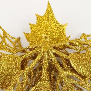 12 stuks glitter kerstster bloemen met 6 stuks glitter kerststrikken decoratie kerstboomversiering kerstdecoratie voor kerstboom Nieuwjaar decoraties