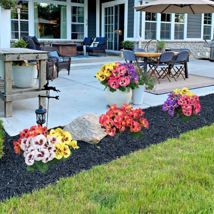 10 bundels kunstbloemen zoals echt balkon, kunstbloemen, buiten, uv-bestendig, weerbestendig, kunstbalkonplanten, balkonbloemen voor huis, vensterbank, decoratie (gemengde kleur/ro