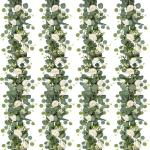 Kunstbloemenkrans, bruiloft, rozenkrank, slingers, 2 stuks, kunstbloemen, eucalyptus, hangende slinger, witte kunstplant voor achtergrond, feestdecoratie (wit, 4 stuks)