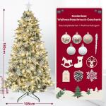 Kunstkerstboom met verlichting met sneeuw en STK, kerstballen, kerstdecoratieset, metalen standaard (180 cm, champagnegoud)