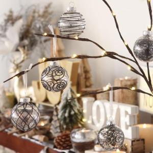 60 mm/2,36 inch onbreekbare doorzichtige plastic kerstbal ornamenten set met glitterschilderij, transparant, doorkijkend, kristallen ballen, kerstboomdecoraties (30 tellingen, zwar
