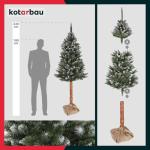 Kunstkerstboom, sneeuw, 220 cm, diamantsparrenboom op een houten stam met plastic standaard, kunstboom, kunstboom, kunstboom, kerstboom