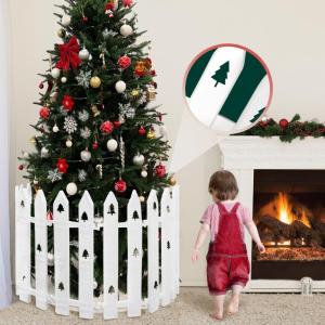 40 cm grote omheining voor de kerstboom, 12 stuks, witte lattenhek voor de kerstboom, kunststof voor huisdieren, kerstboomomheining voor kinderen, knutselende kerstboompatronen