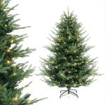 Kunstkerstboom met verlichting, 180 cm, dennenboom met 240 warmwitte ledlampen en 8 lichtmodi, kerstboom met scharnierstructuur, kunstboom voor thuis, groen
