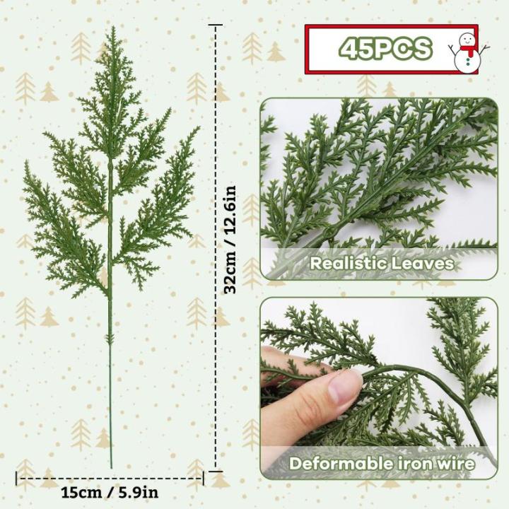 45 stuks kunstdennentakken, 30 cm, kunstdennentakken, kunstdecoratie, net als echte decoratie, kerst, strooidecoratie, dennengroen, voor adventskrans, winter, kerstkrans, decoratie
