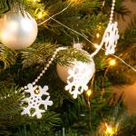 slinger met sneeuwvlokken - decoratieve slinger voor Kerstmis - sneeuwvlokslinger - kerstslinger voor kerstboomversieringen - 160 cm (Set4-1 stuk zilverkleurig)