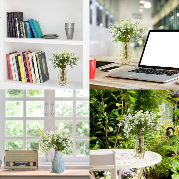 12 stuks Gypsophila babyadem boeket, Gypsophila plastic kunstgypsophila bloemen voor huisdecoratie bruiloft feest kantoordecoratie (wit (2# wit)