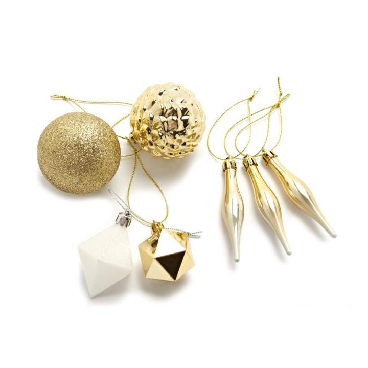 Set van 29 - kerstversiering goud zilver wit om op te hangen - kunststof kerstboomversiering