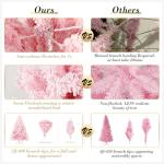 150 cm kerstboom bevlokt roze met volle vlokken decoratie met sneeuwvlokken, 600 takjes, dennenbladeren van pvc en stabiele basis, kerstboom voor kerstdecoraties